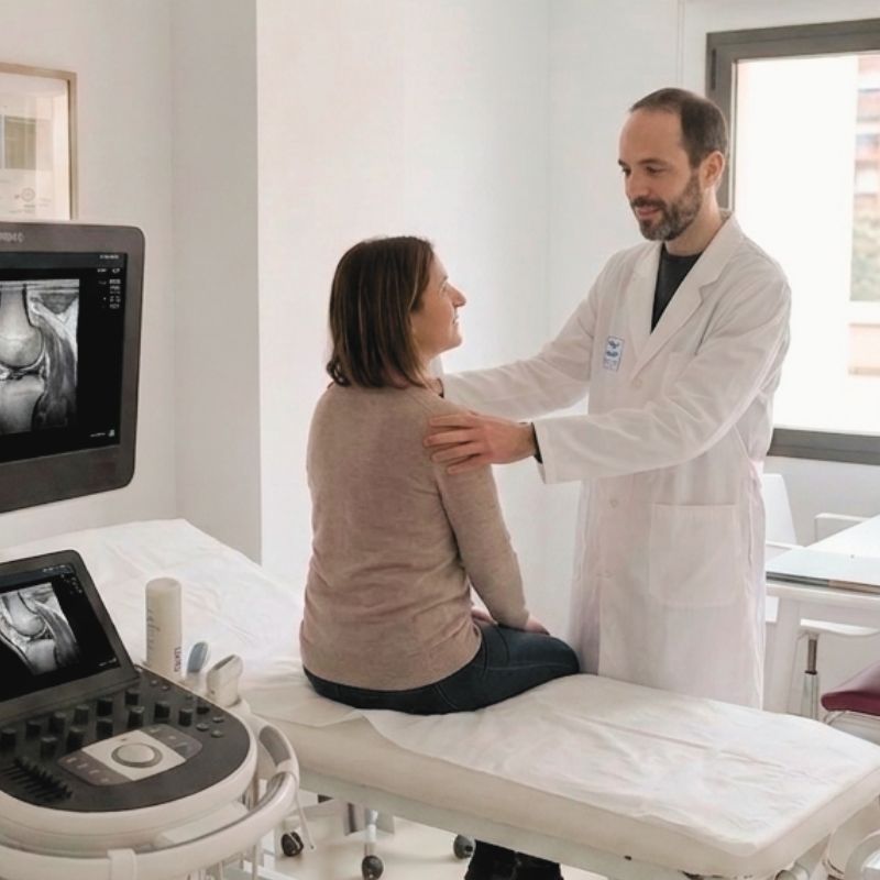 Chirurgien orthopédiste à Barcelone Dr Albert Gargallo Margarit réalisant un examen clinique